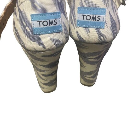 Preowned Womens Toms Peep Toe Chambray Wedge sandals 7.5 - Picture 5 of 14